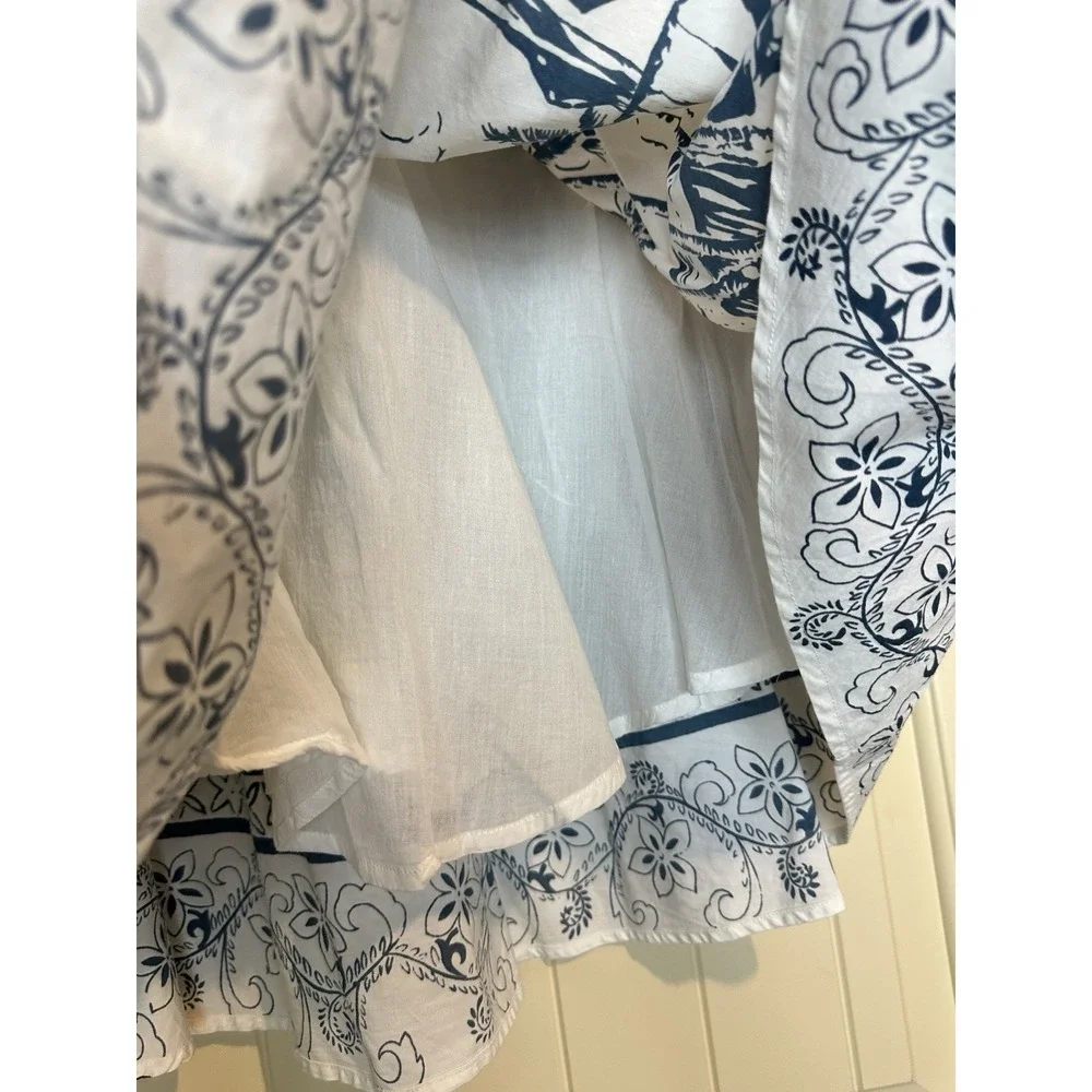 Roxy A-line Midi Skirt Cotton Tropical Print Boho‎ Beach Resort Spring Sz 0